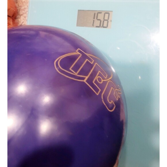 Columbia 300 Yellow Dot Bowling Ball Vintage PURPLE 15.4lbs DRILLED TEC2 - Picture 5 of 5